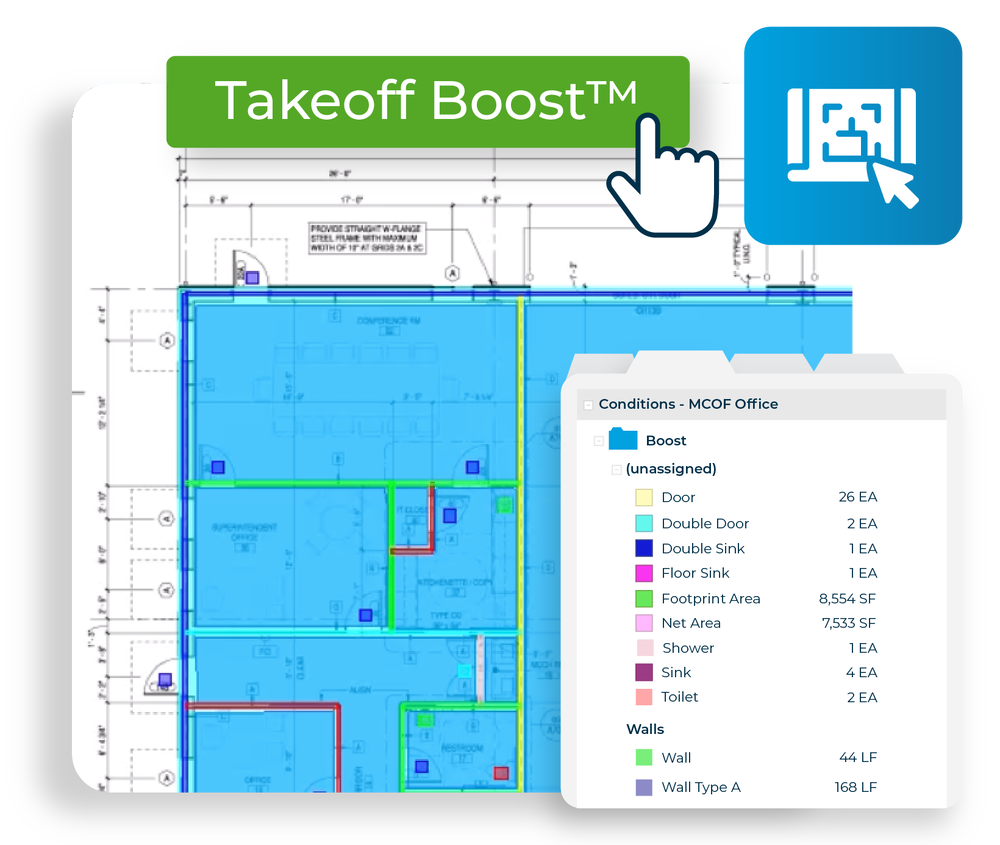 Takeoff Boost visual graphic with interface elements